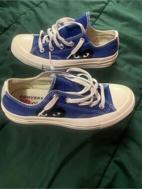 Converse Royal Blue Low-Top Canvas Sneakers with Eye Graphic